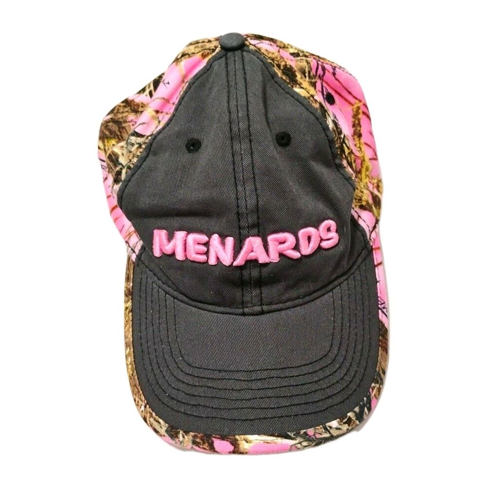 MENARDS PINK CAMO LADIES BASEBALL CAP HAT HUNTING OUTDOOR STRAPBACK LOGO KEYWORD